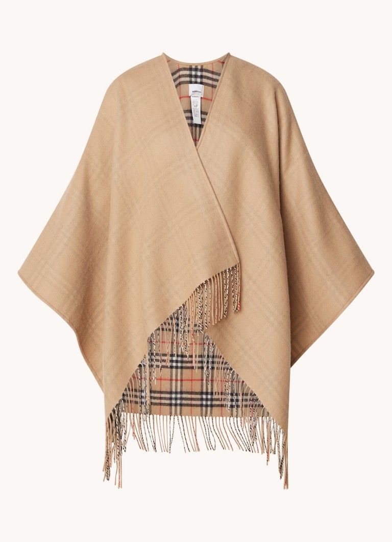Burberry Fine-knit wool poncho with fringes