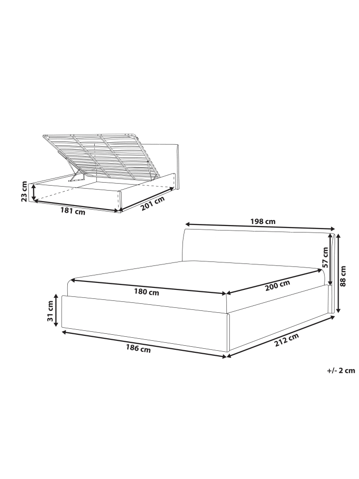Beliani Doppelbett ORBEY in Weiß - (W) 198 x (H) 88 x (L) 212 cm günstig kaufen onesize