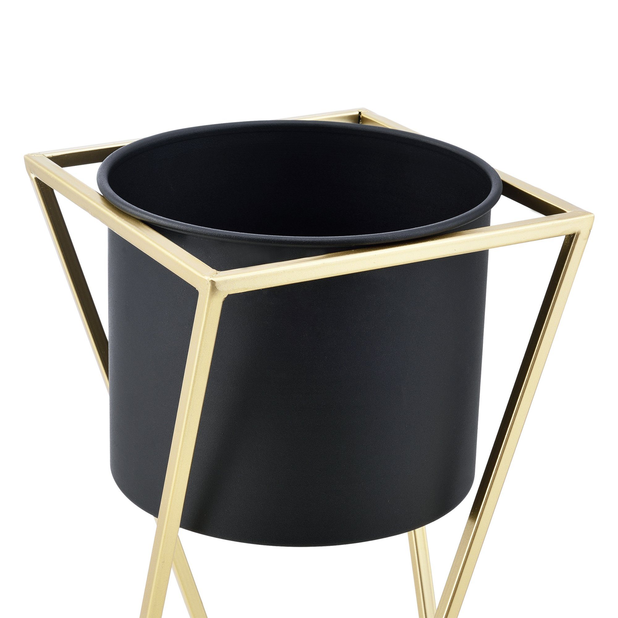 en.casa Blumenständer (Set, 2er), Mons Blumenkübel Pflanzenständer Pflanztopf Metall gold/schwarz