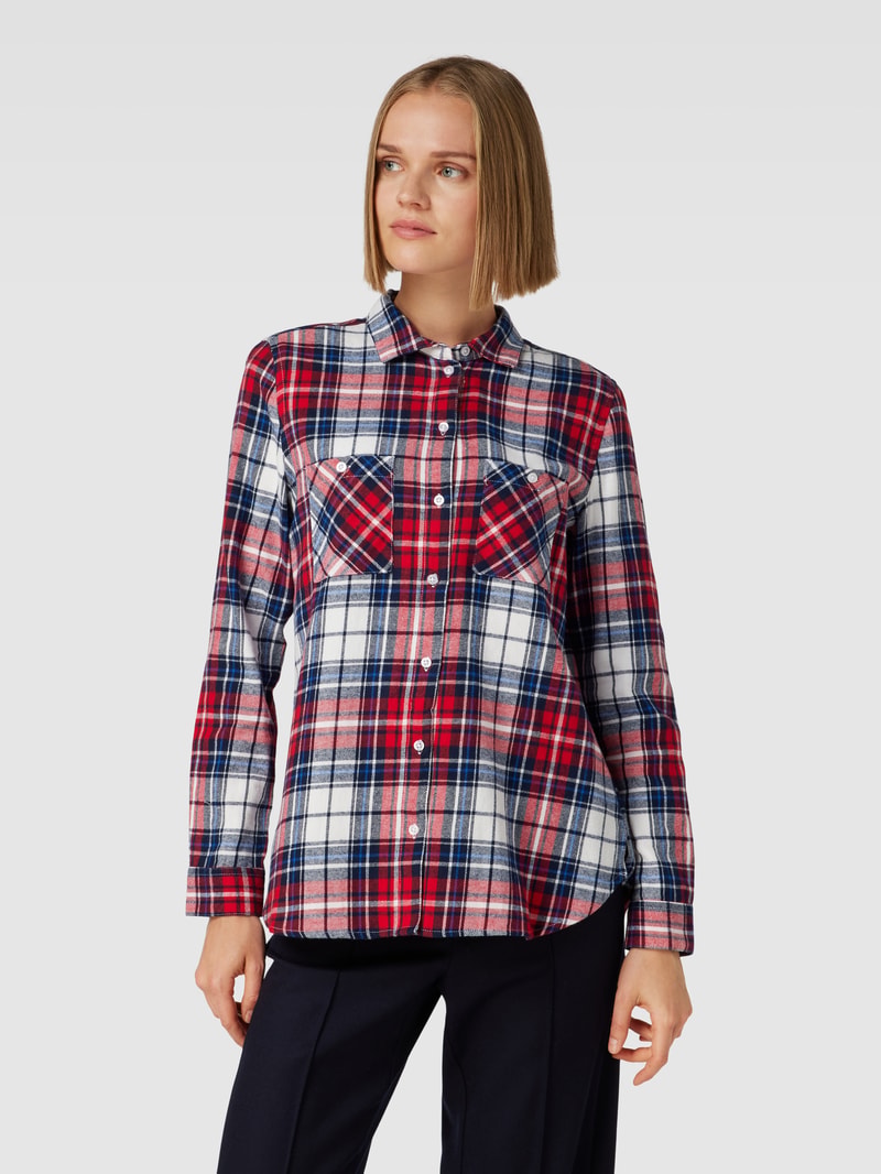 Flanellbluse mit Brusttaschen in rot