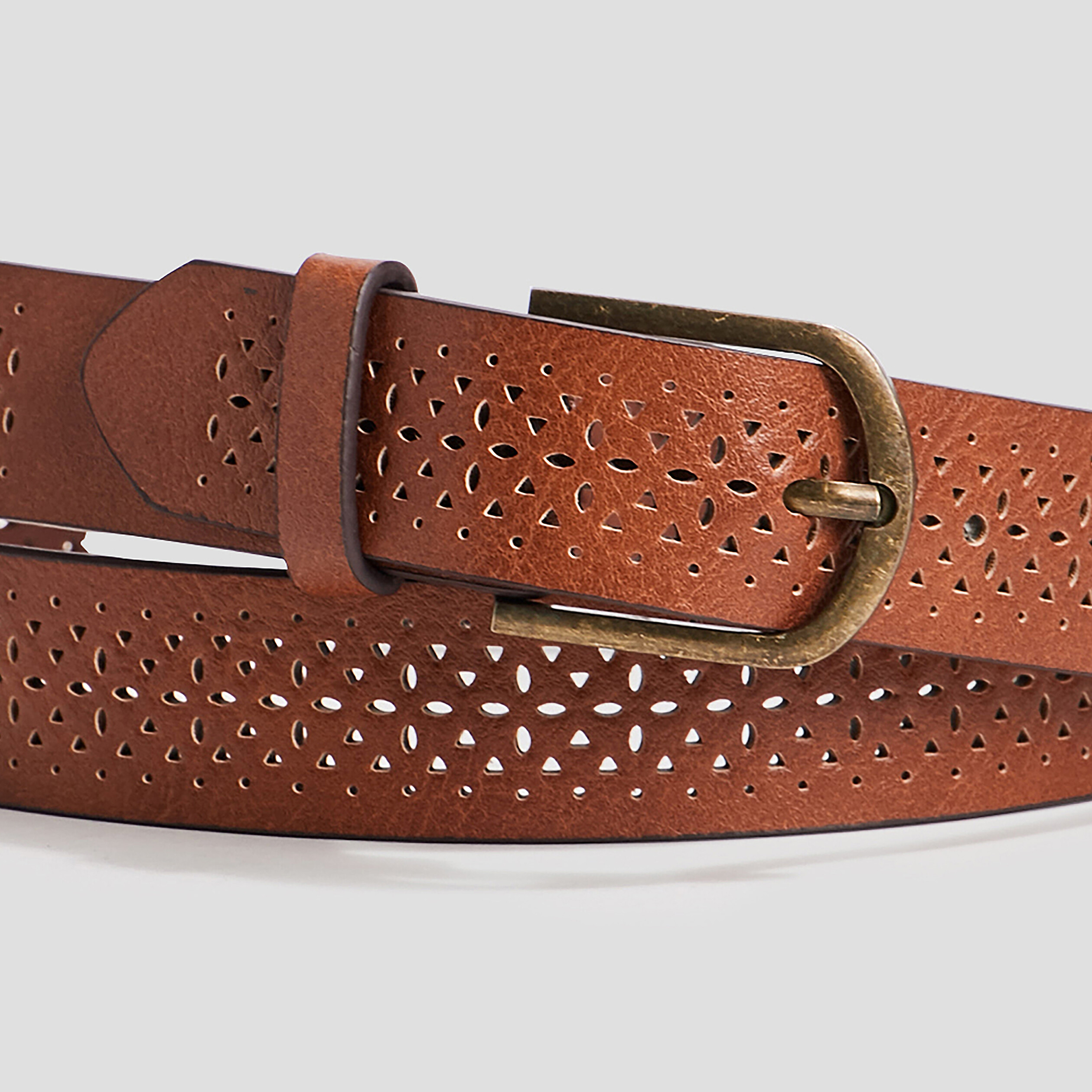 Ceinture perforée camel femme | La Halle
