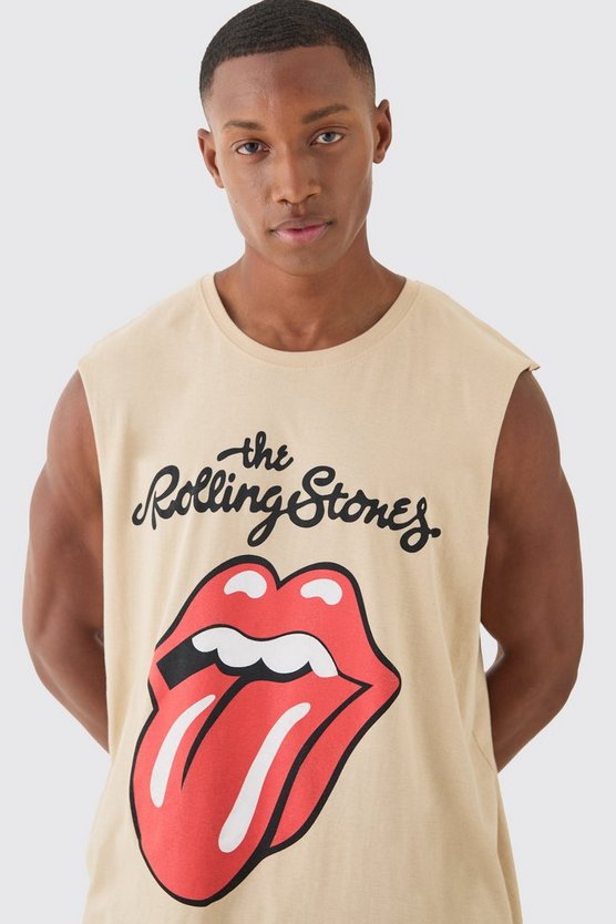 Oversize Tanktop mit Rolling Stones Print