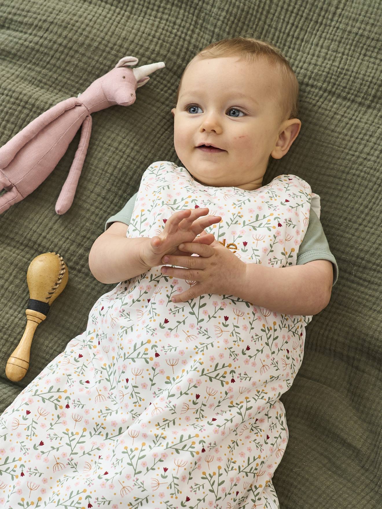 Vertbaudet Ärmelloser Baby Schlafsack BLUMENZAUBER personalisierbar Oeko-Tex - mehrfarbig