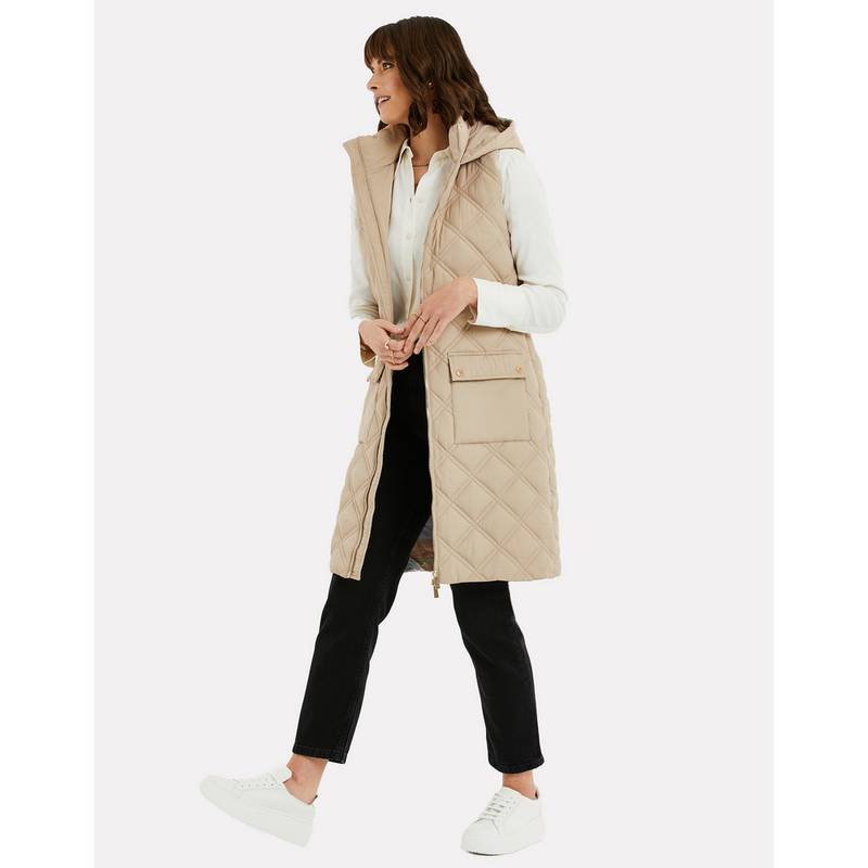 Threadbare THB Maggie Diamond Quilted Gilet Longweste Damen