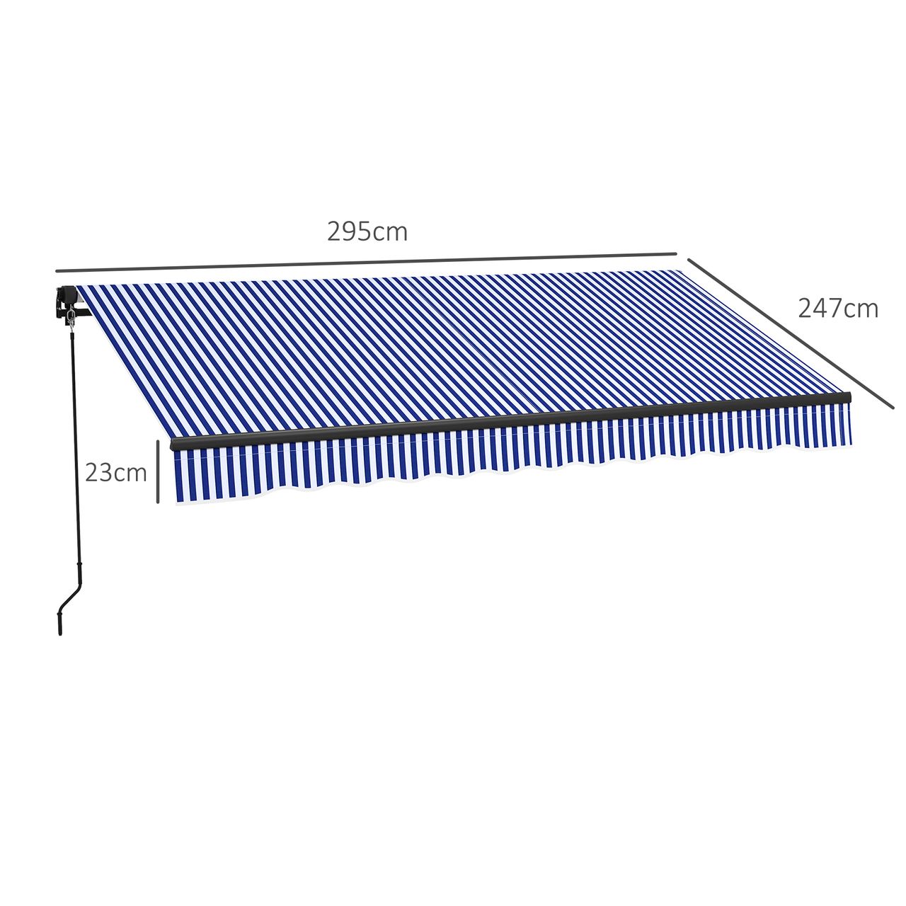 Outsunny 3x2,5m Markise mit Handkurbel, Fernbedienung Wandmontage Balkonmarkise