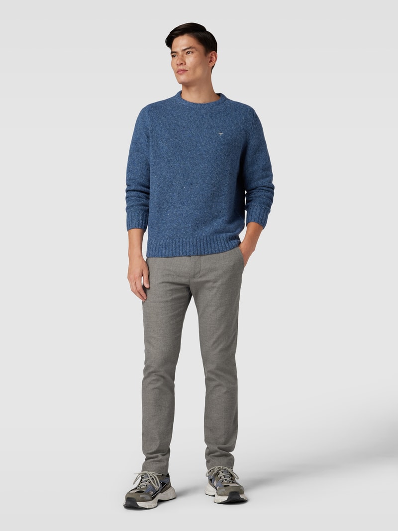 Strickpullover in Melange-Optik Modell 'Donegal' in blau meliert