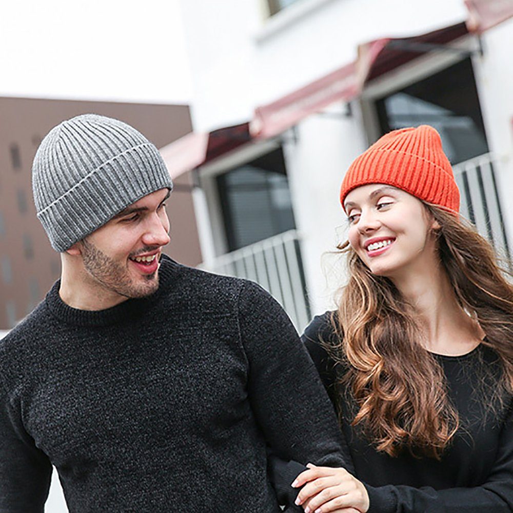 CAMILA Beanie Strickmütze aus Kerngarn für Herren und Damen, Herbst und Winter