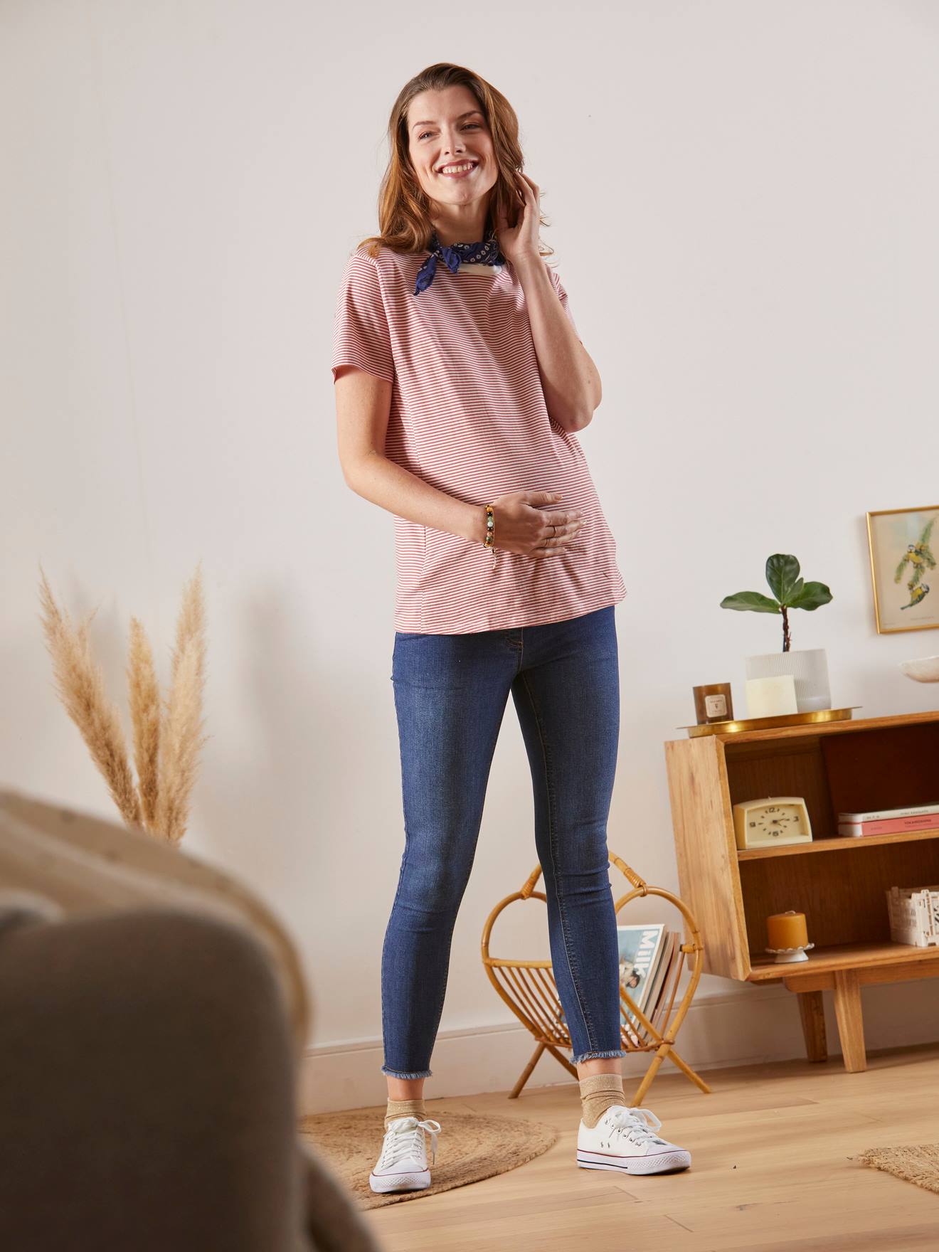 Jean skinny effiloché denim bleached