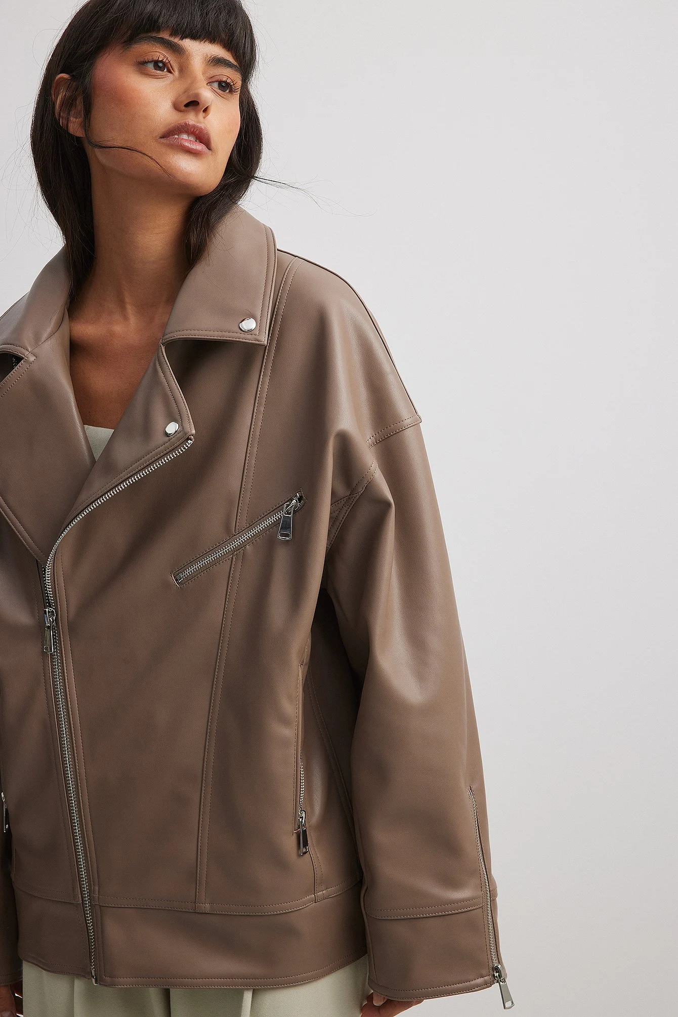 Übergroße PU-Jacke