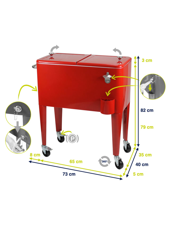 Beachtrekker Kailua Cooler - Kühlbox, Kühlwagen, Getränkekühler, Rot günstig kaufen onesize