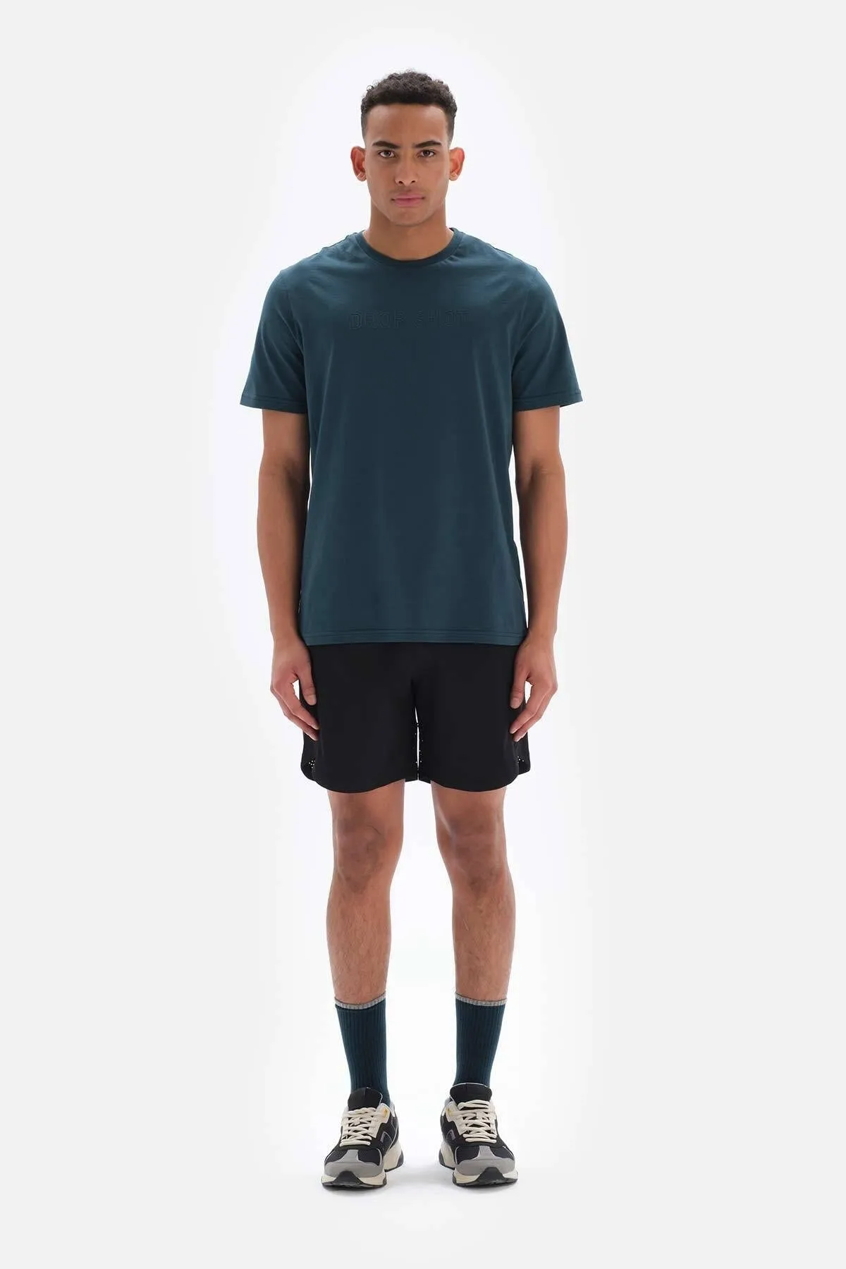Dagi  Petrol Herren-T-Shirt mit Drop Shot-Aufdruck