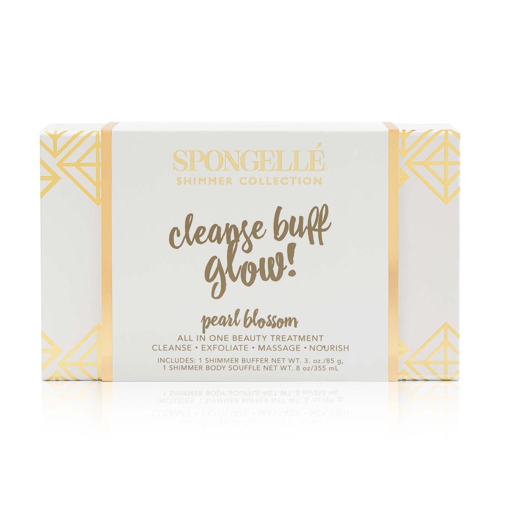 spongelle SHIMMER GIFT SET - PEARL BLOSSOM SILVER Coffret cadeau chatoyant