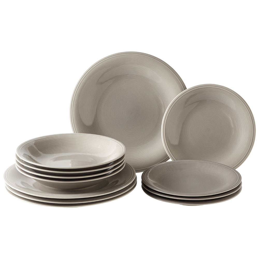 like. by Villeroy & Boch Set Starter Assiette 12pcs. Color Loop Stone service de vaisselle