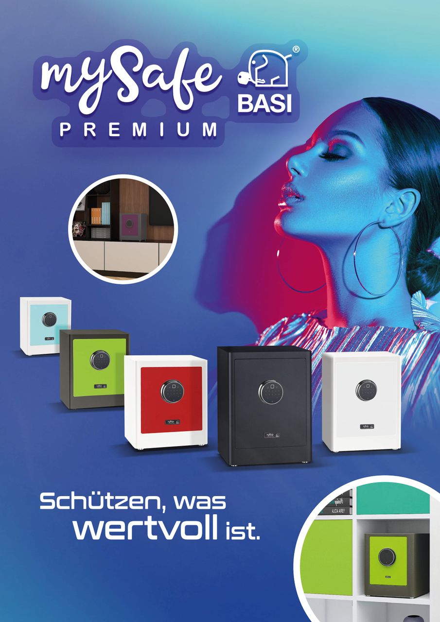 Basi Elektronik-Möbel-Tresor - mySafe Premium 450 - Code/Fingerprint - Grau