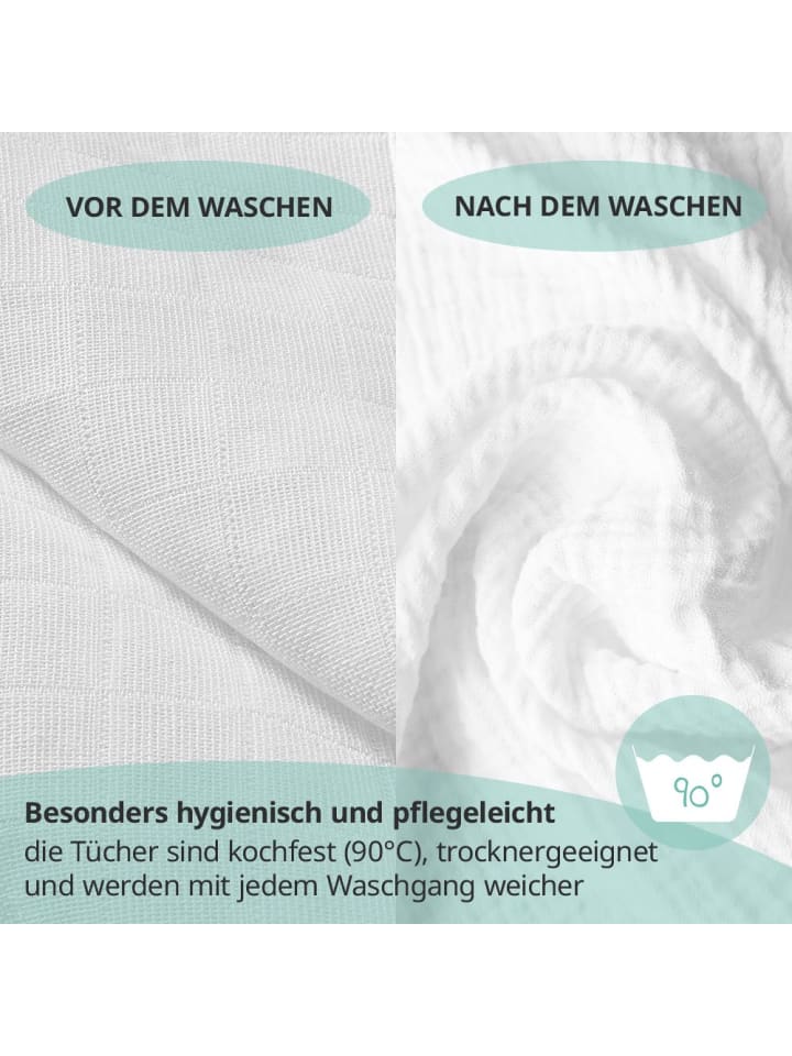 Makian Mullwindeln / Mulltücher / Spucktücher - 10er Pack in weiss günstig kaufen onesize