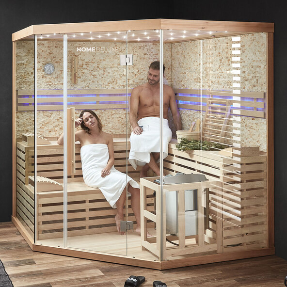Sauna SKYLINE XL BIG Kunststeinwand