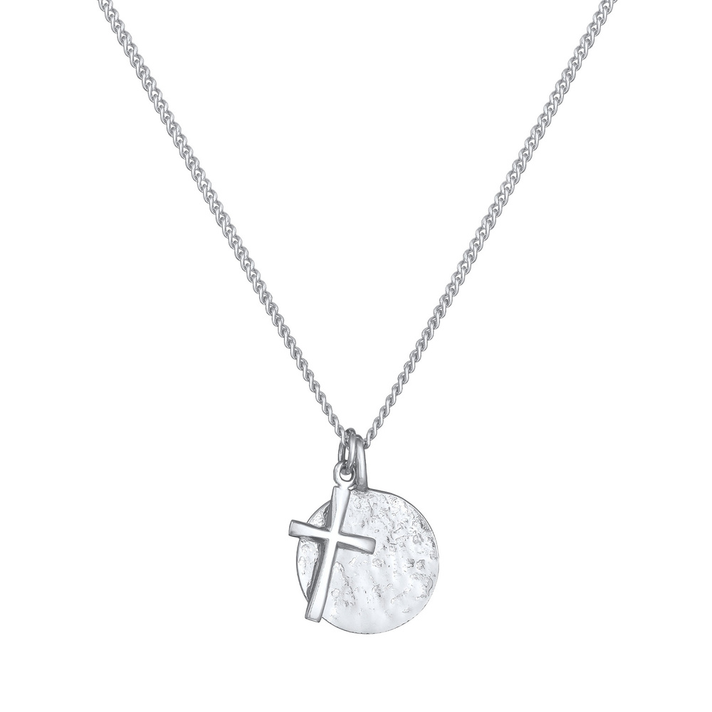 KUZZOI KUZZOI Collier Hommes Monnaie Croix Pendentif Tendance organique en Argent Sterli Bijoux