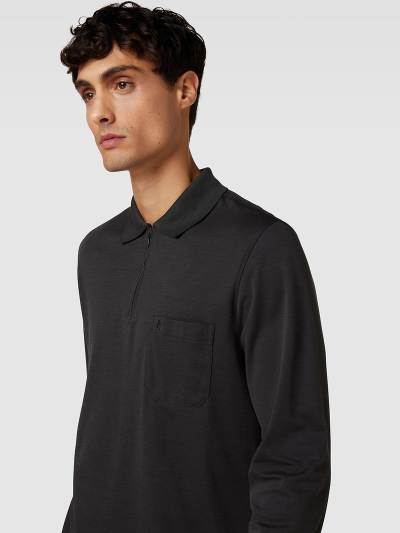 Poloshirt mit kurzer Reißverschlussleiste in anthrazit