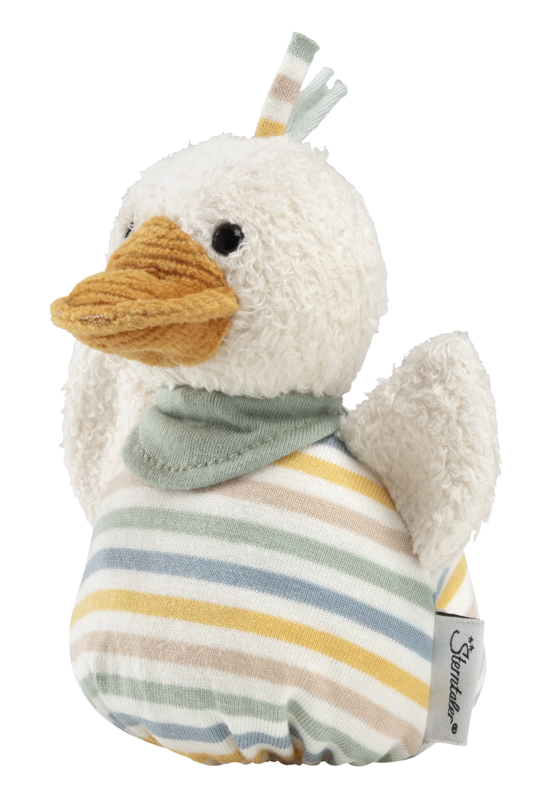Knuddelsäckchen Ente Edda in buntem Ringel-Jersey