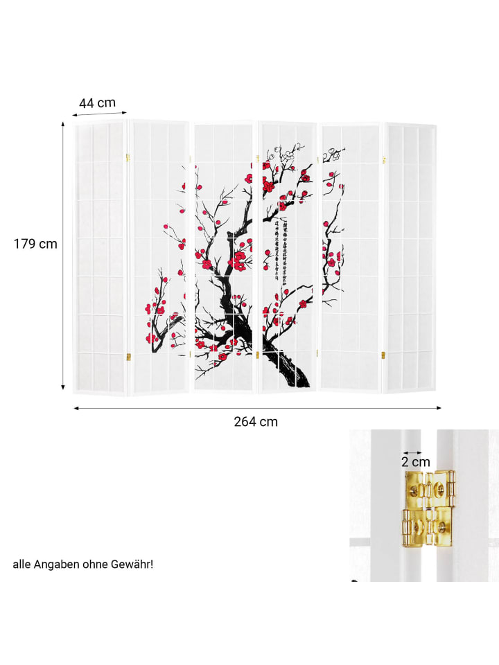 Homestyle4u 6-tlg. Paravent in Weiß 264x179 günstig kaufen onesize