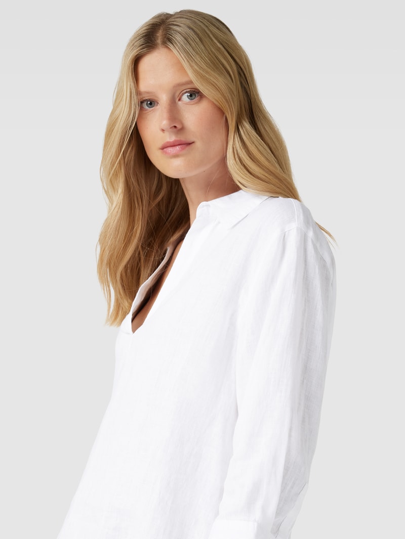 Leinenbluse mit 3/4-Arm Modell 'Fengani' in weiß