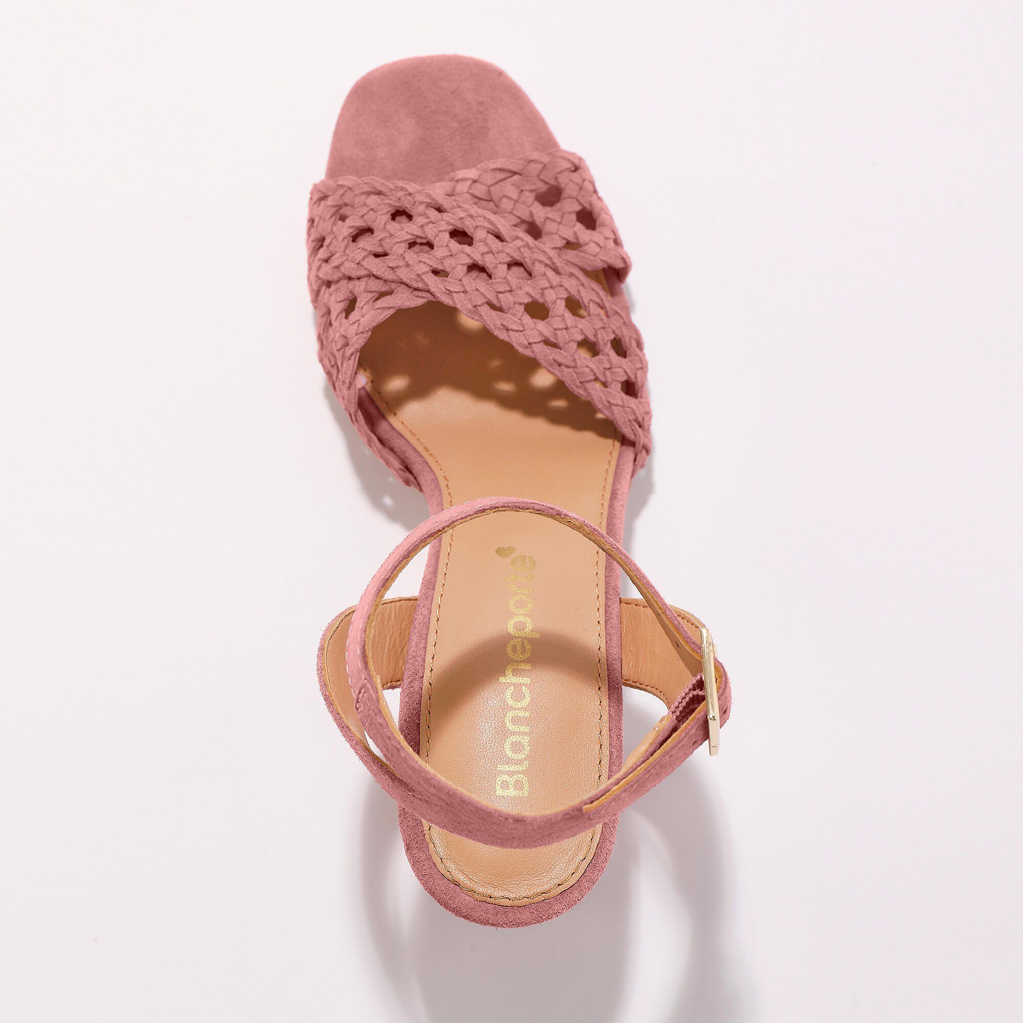 Sandales à brides en cuir tressé à talon