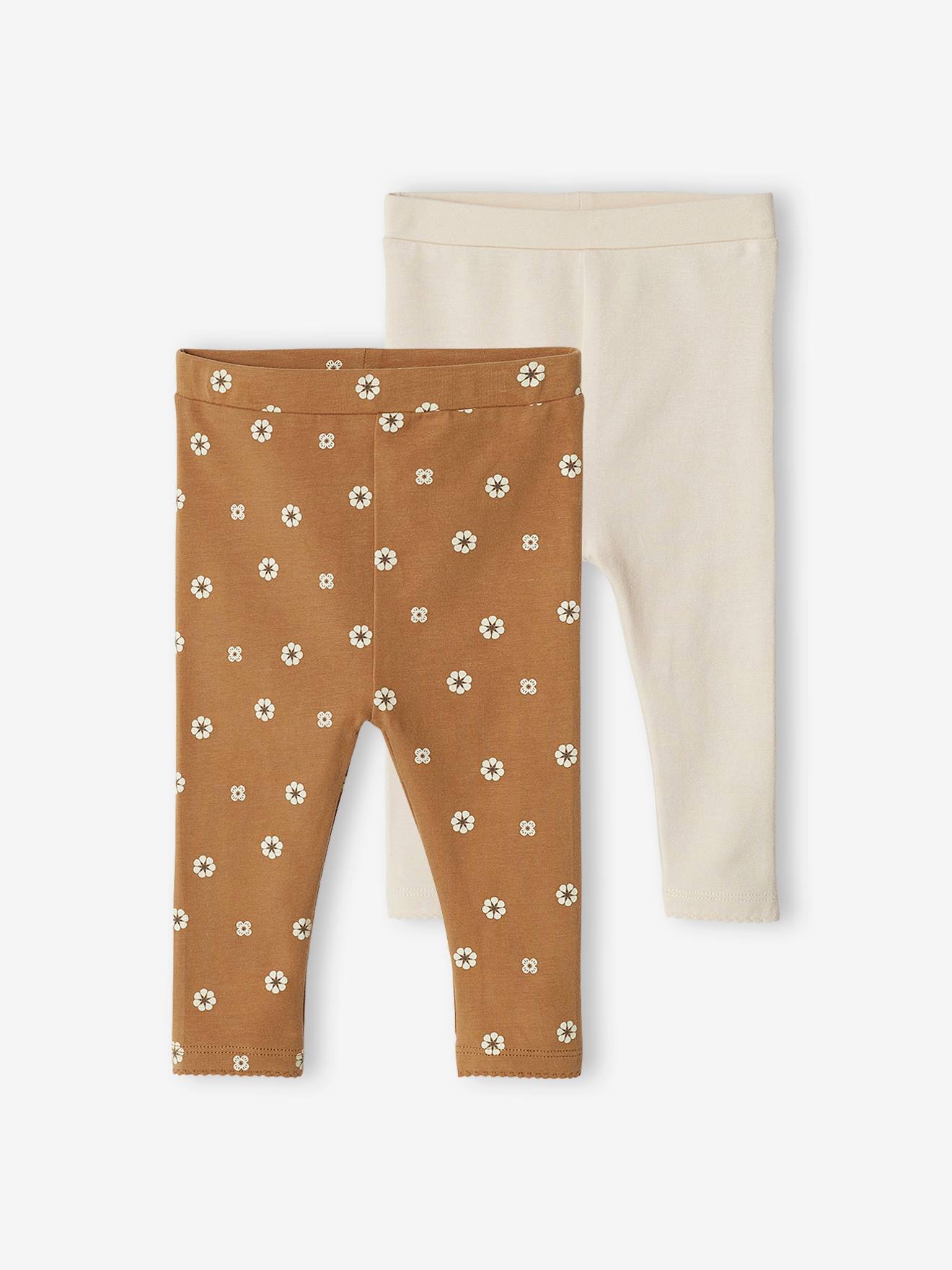 Lot de 2 leggings basic bébé BASICS rose pâle