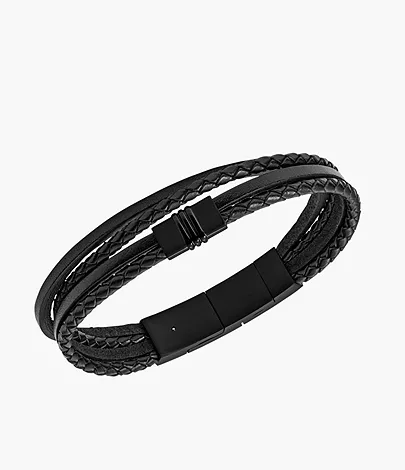 Fossil Herren Armband Multi-Strand Black Leather