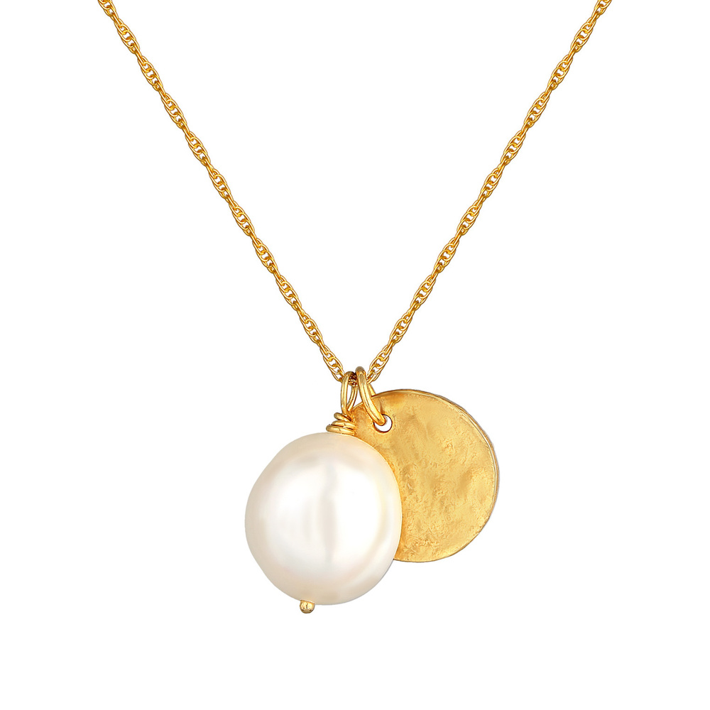 Elli PREMIUM Elli PREMIUM Collier Femmes Pendentif Plaquette Organic avec perle d'eau douce en collier