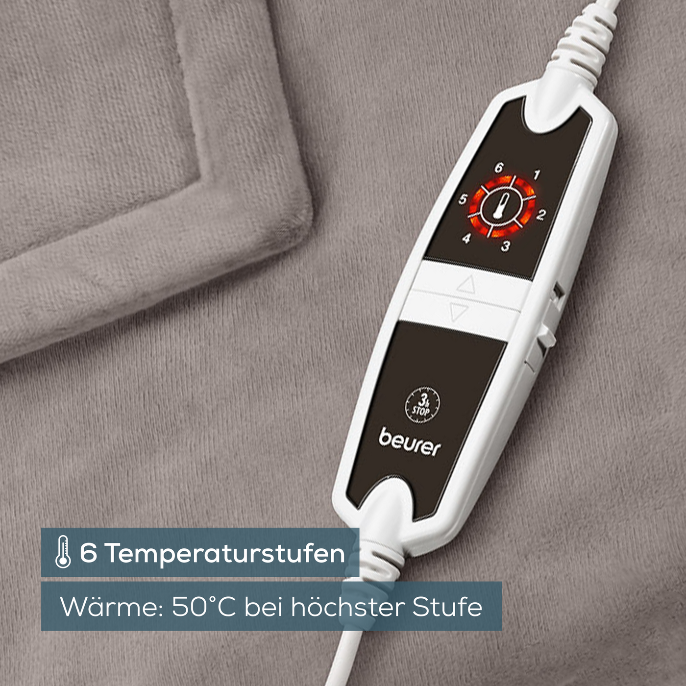 Wärmezudecke Beurer HD 150 XXL Cosy Taupe-Heizdecke mit weichem & fusselfreiem Obermaterial im XXL-Format