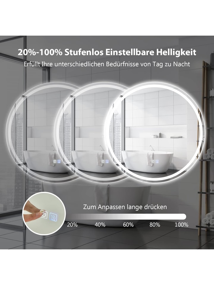 COSTWAY LED-Spiegel in Silber günstig kaufen 60 cm
