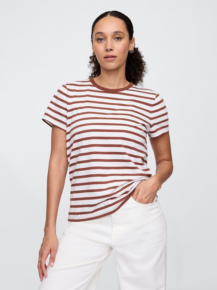GAP Shirt in Braun/ Weiß günstig kaufen