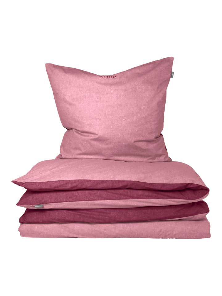 Schiesser Feinbiber-Bettwäscheset Doubleface in Rosa günstig kaufen