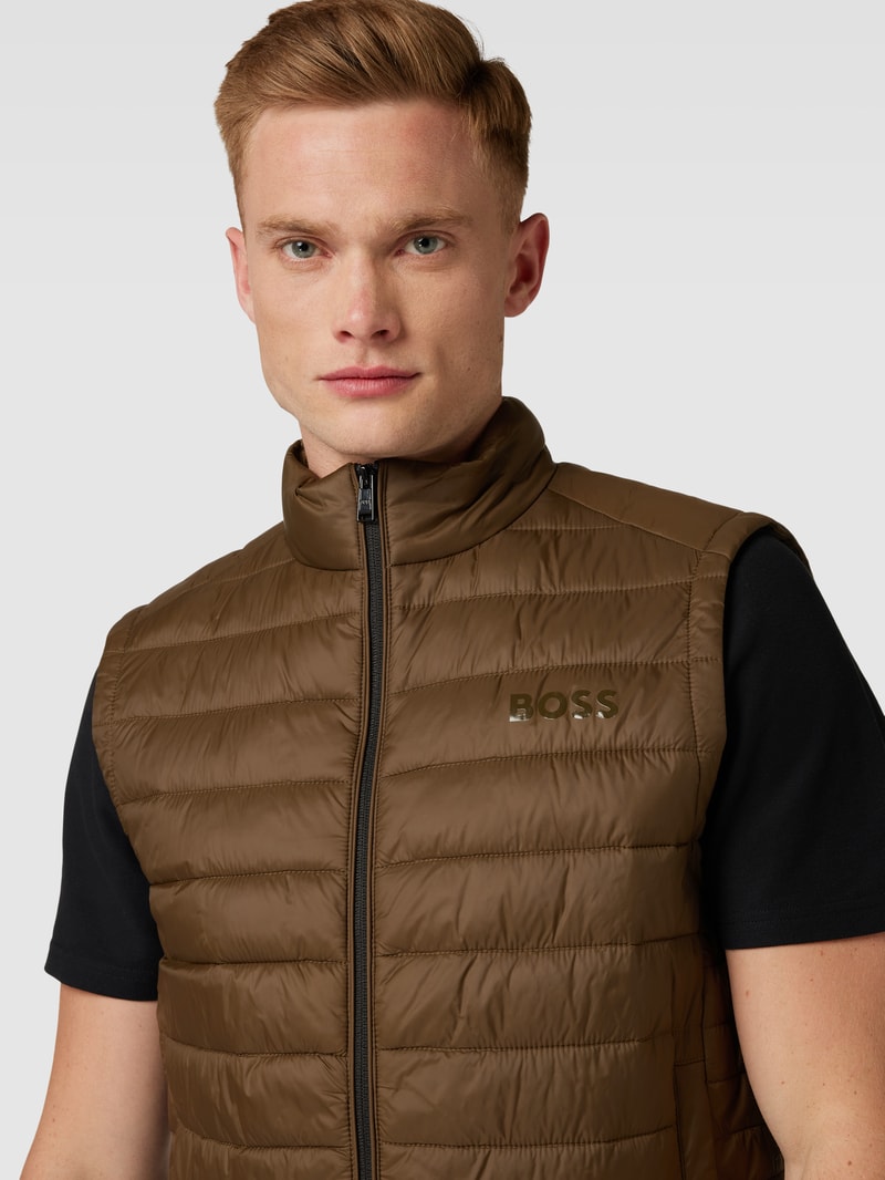 Steppweste mit Label-Detail Modell 'Calano' in mittelbraun