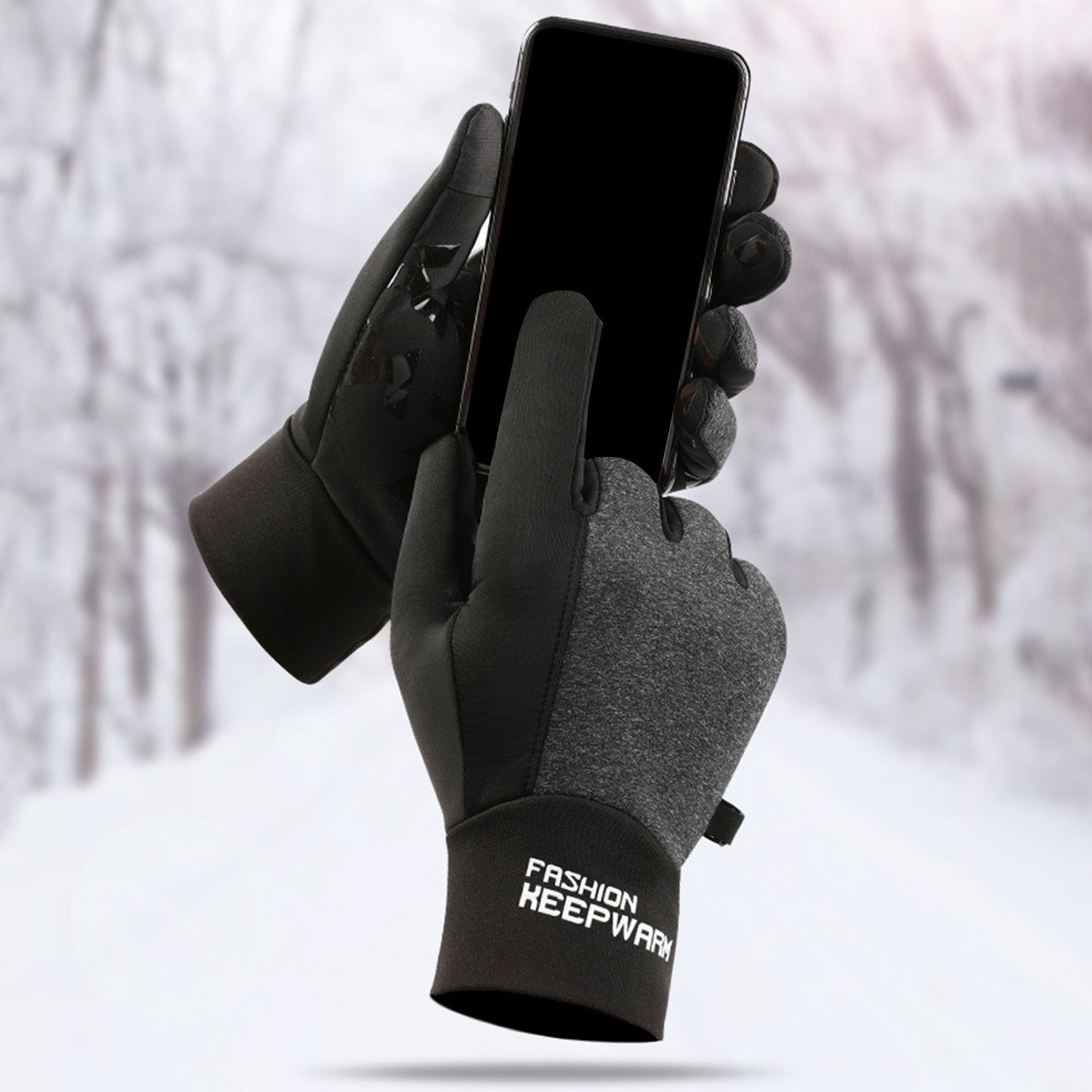 Rutaqian Fahrradhandschuhe Touchscreen Handschuhe, Sport Elastisch Gloves für Herren Damen Touchscreen, Warmhalten, Anti-Verlust