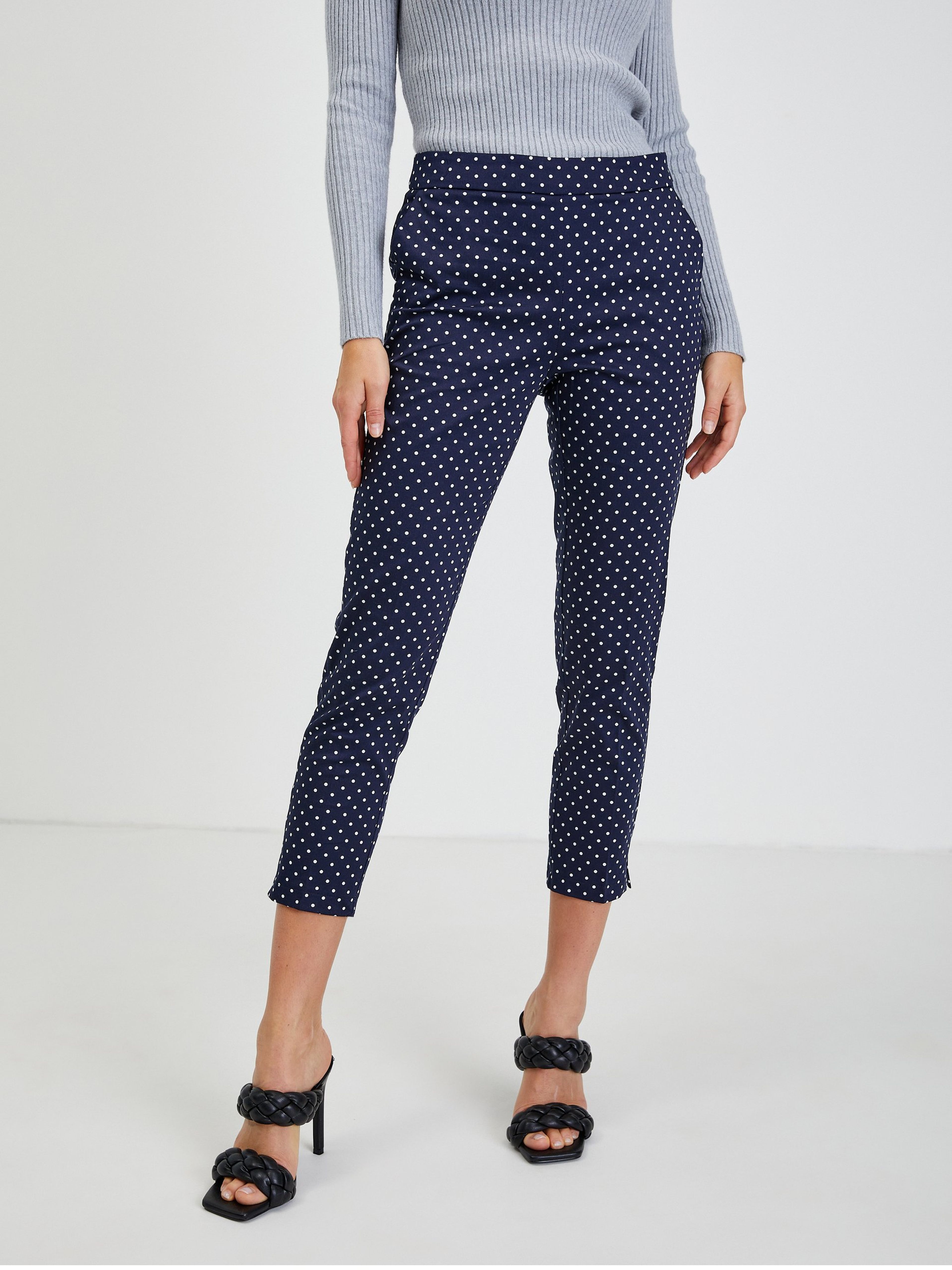 Dunkelblaue gepunktete Damenhose ORSAY