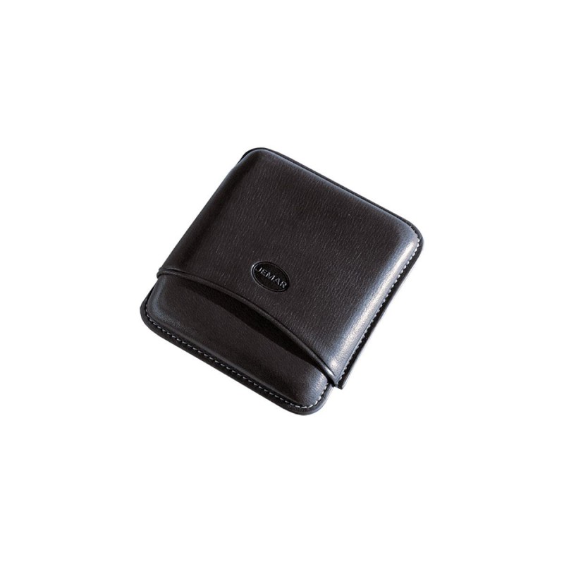Glatte Leder-Zigarrenhülle für 5 toskanische Zigarren Schwarze Farbe, Jemar-Leder-Zigarrenetui