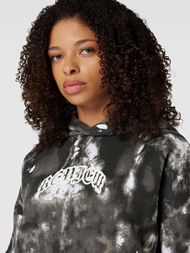 Hoodie mit Allover-Muster Modell 'CLOUDS' in schwarz