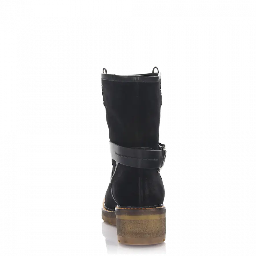 Rossano Bisconti - Stiefeletten Veloursleder Zierschnalle schwarz - schwarz