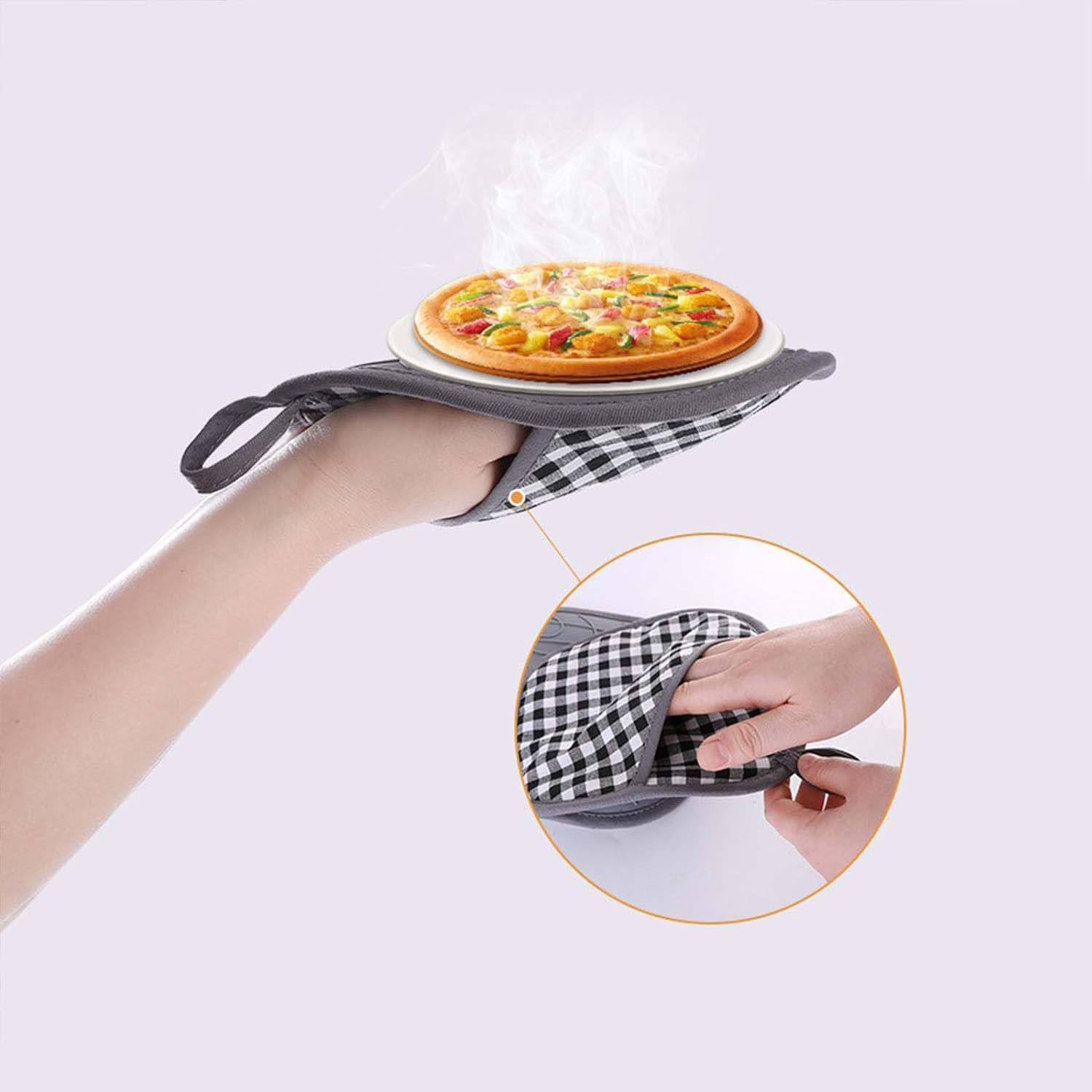 aikidio Topflappen wasserdichte rutschfeste Ofenhandschuhe, Grillen, Kochen (Grau), (1-tlg)