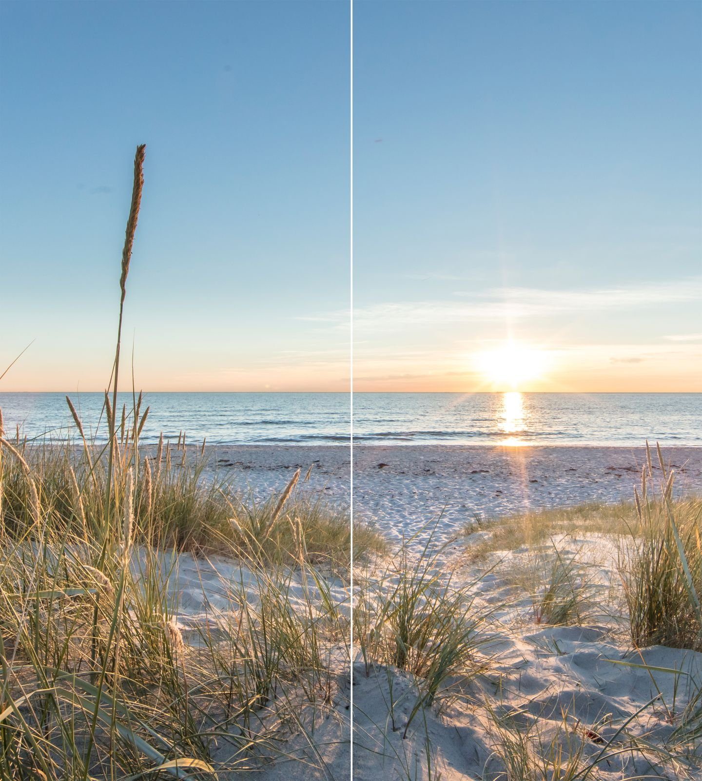 Schulte Badrückwand DecoDesign Foto über Eck Sonnenuntergang Düne, (Set, 2-tlg), Wandverkleidung, fugenloser Fliesenersatz, Duschrückwand