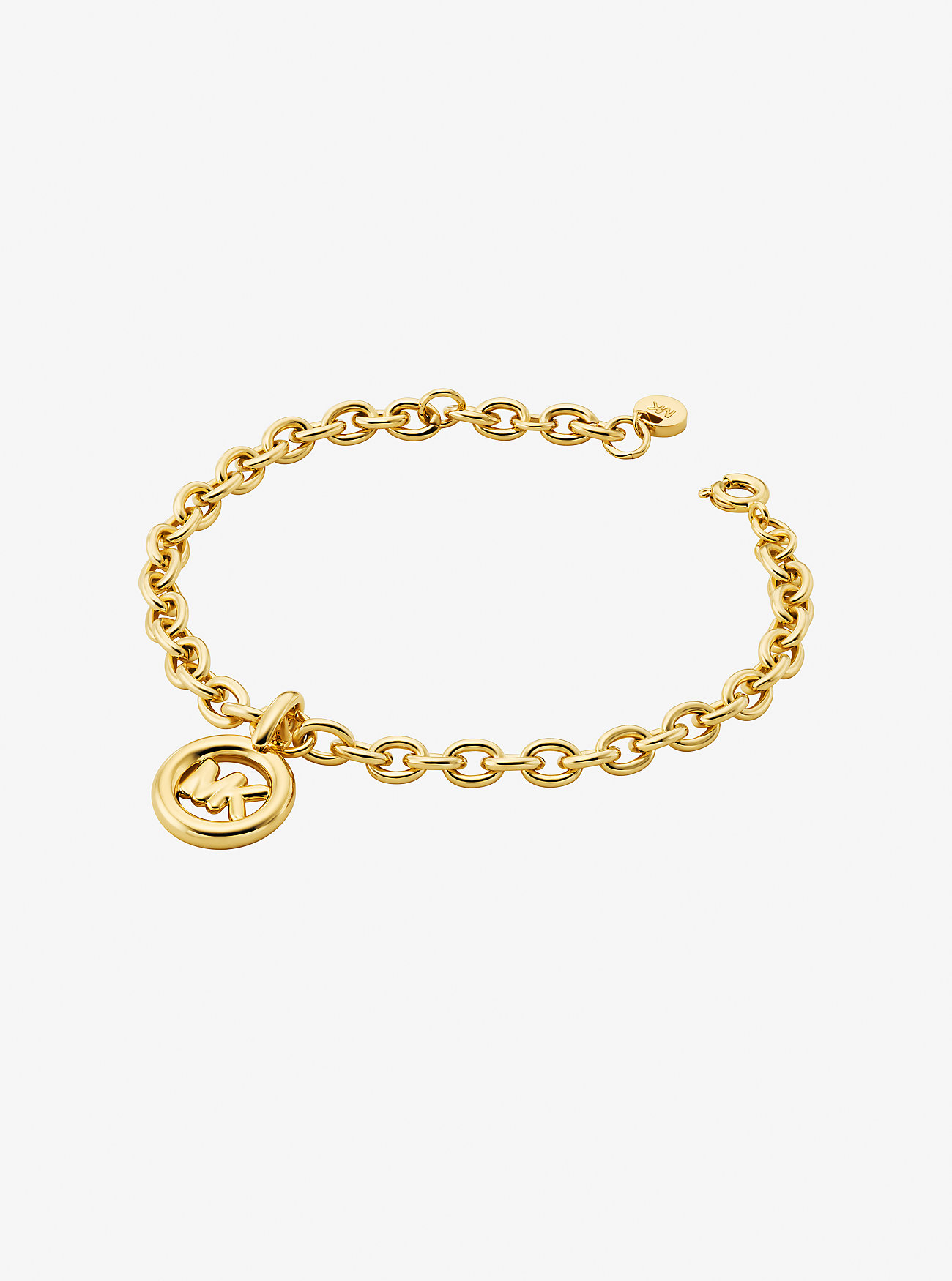 Armbånd med logo-sjarm og kjedelenker – GULL