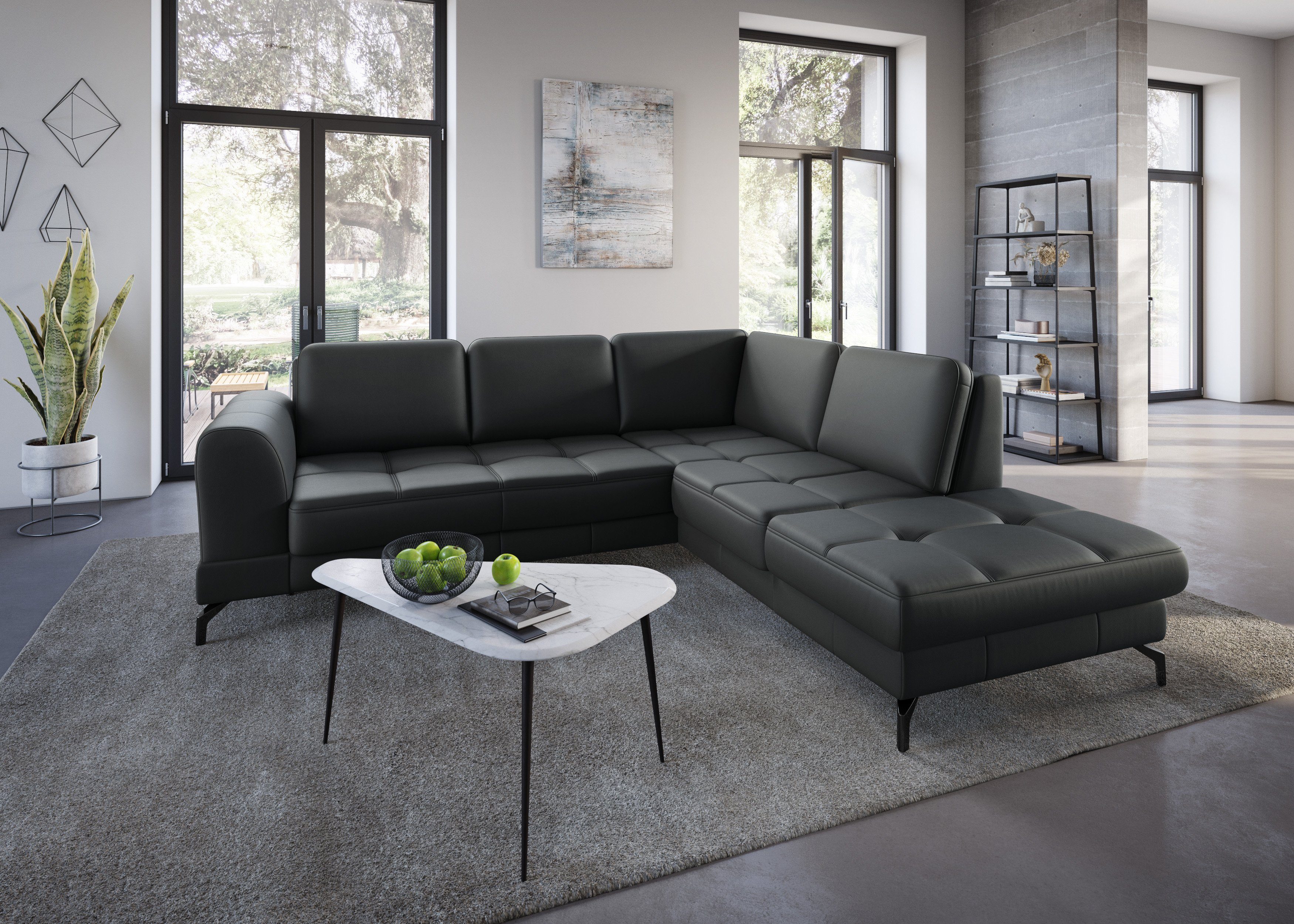 sit&more Ecksofa Bendigo, inklusive Sitztiefenverstellung, Bodenfreiheit 12 cm, in 2 Fußfarben