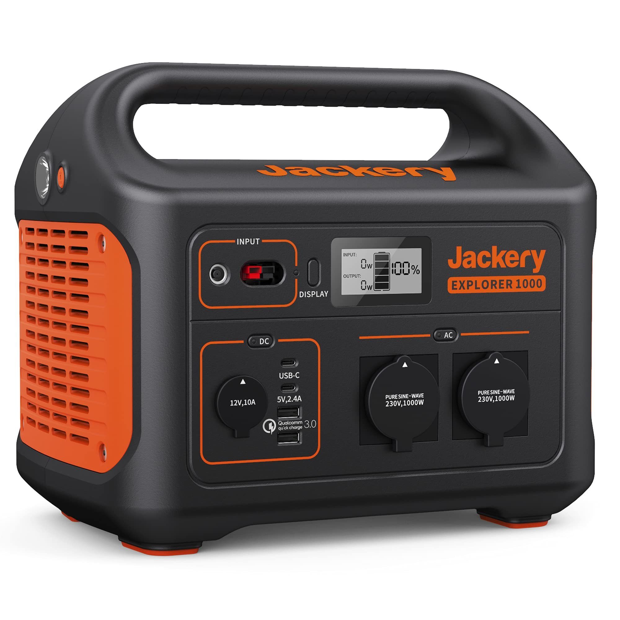 Jackery Stromgenerator 1000 160W, 1002Wh tragbare Powerstation mit 2*80W Solarpanel, 2,00 in kW, (3-tlg), Solargenerator für Camping, Outdoor