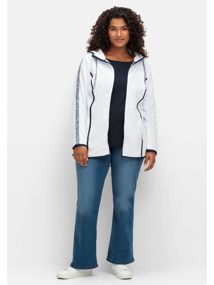 sheego Fleecejacke in weiß-marine günstig kaufen 44