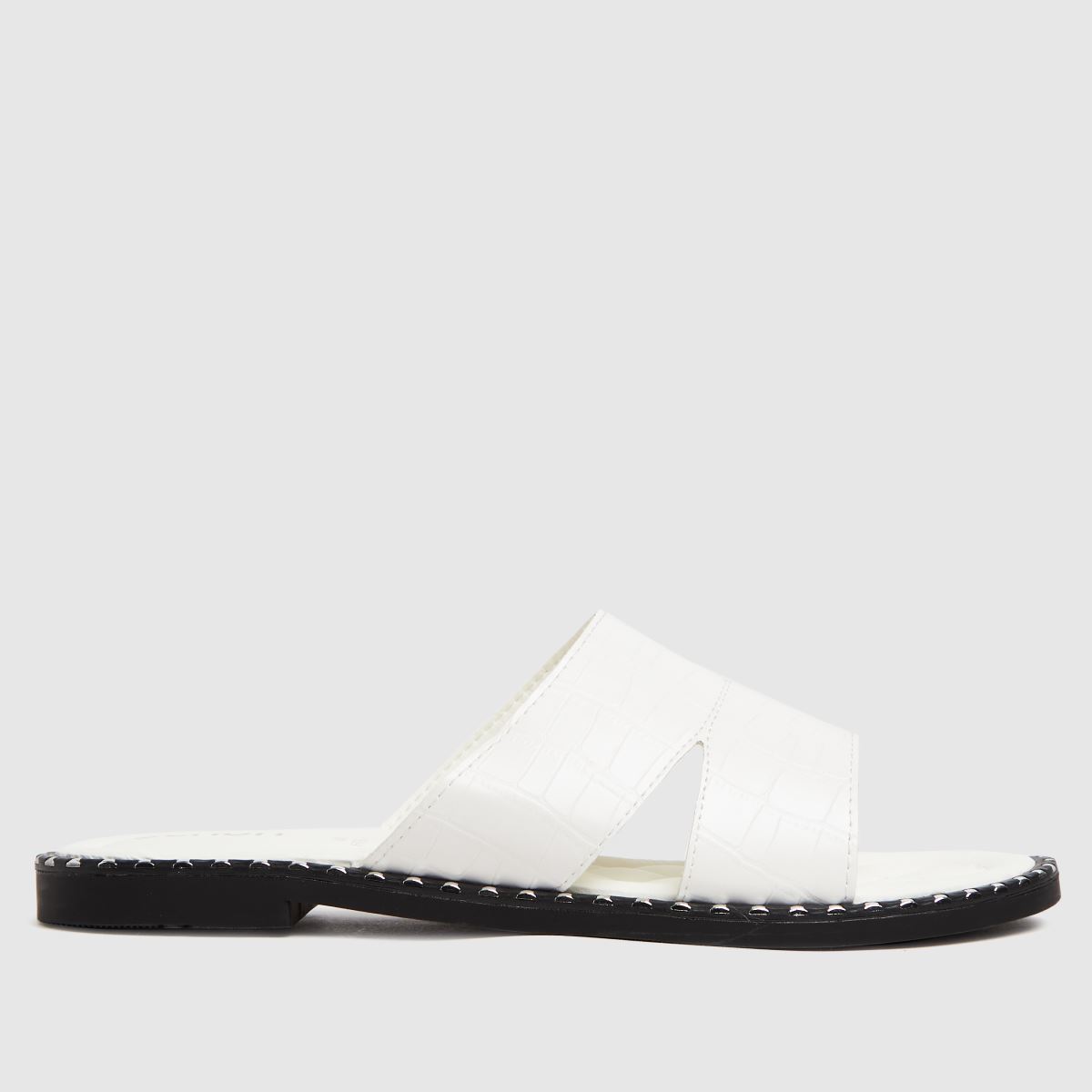 Schuh – Topaz – Vita mulesandaler med krokodildetaljer