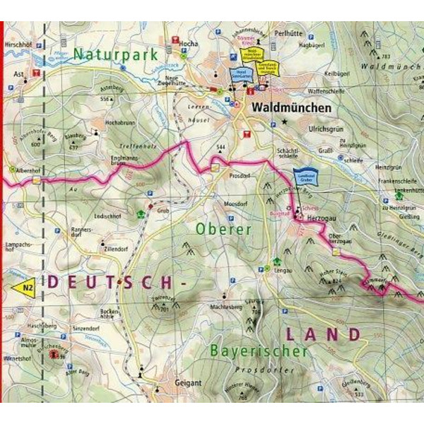 Wanderkarte Goldsteig, Bayerischer Wald und Oberpfälzer Wald 1 : 50 000 - Wanderkarte