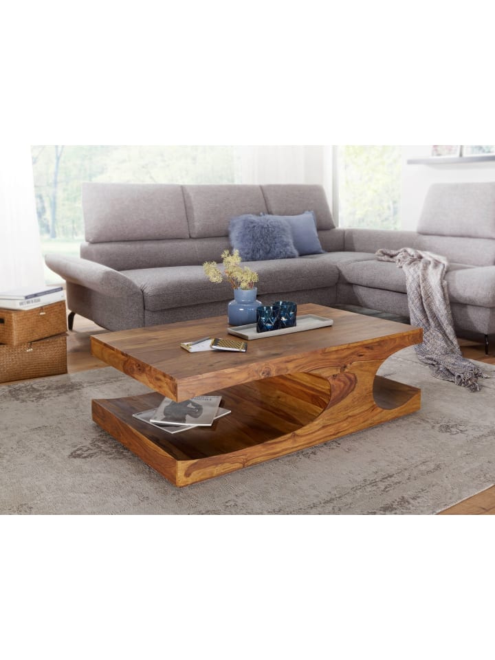 KADIMA DESIGN Couchtisch BOHA Massiv-Holz 118 cm breit Wohnzimmer-Tisch in Massivholz günstig kaufen onesize