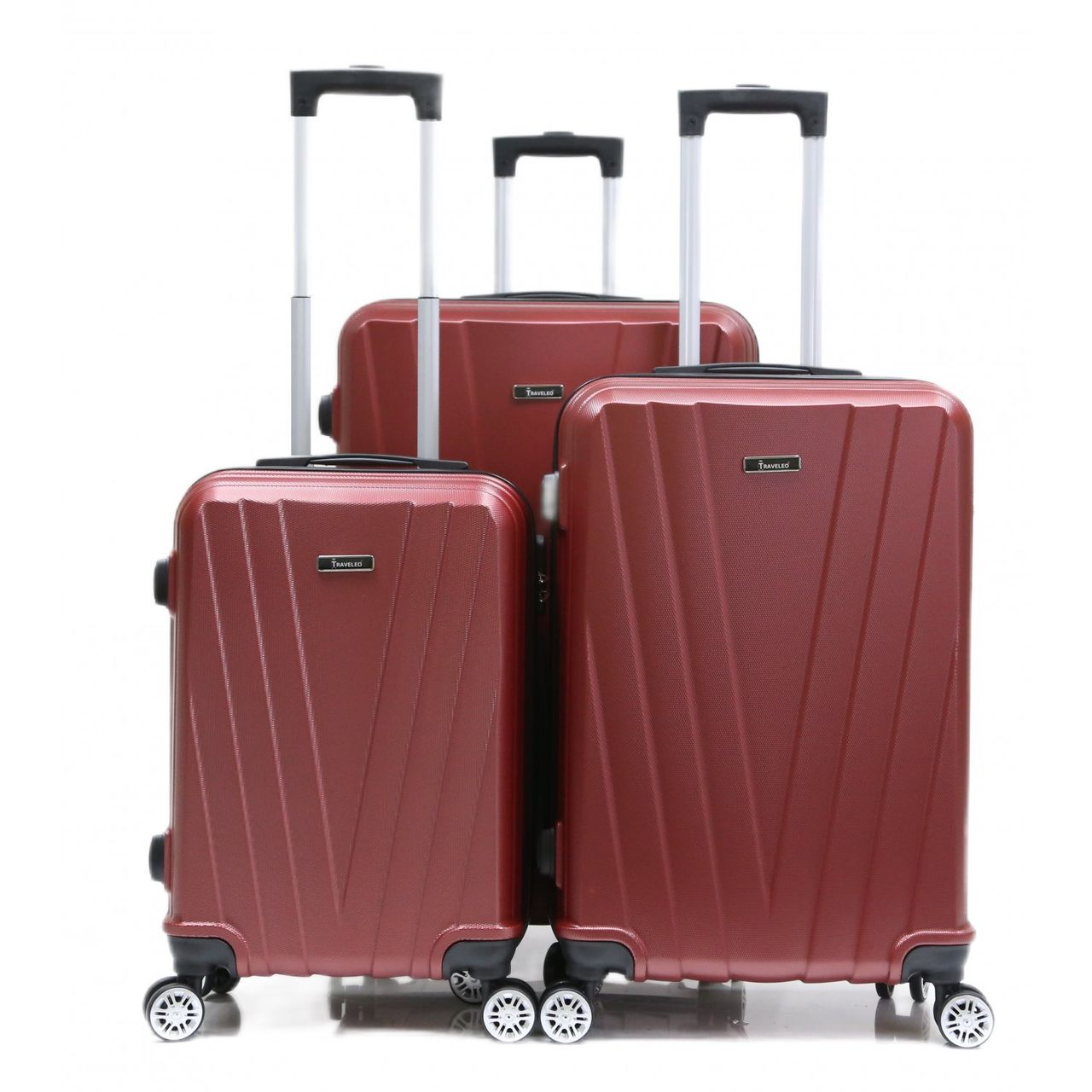 Cheffinger Reisekoffer Koffer 3 tlg Hartschale Trolley Set Kofferset Handgepäck Gepäck Reisetasche ABS-06 Rot