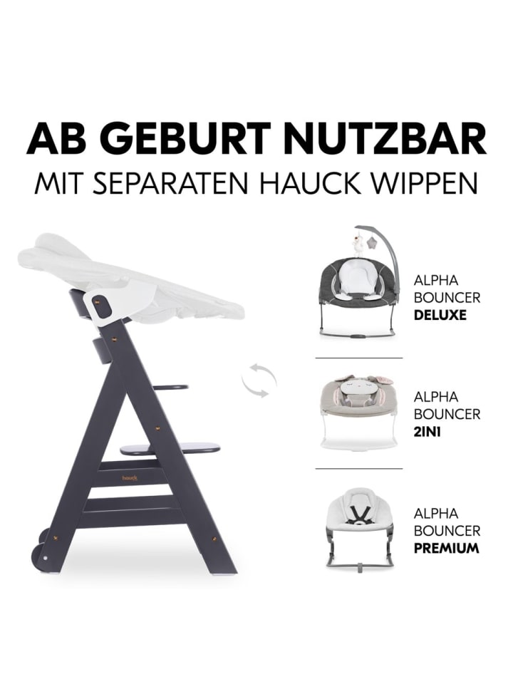 Hauck Hochstuhl Beta Plus inkl. Essbrett, Sitzkissen und in grau,beige günstig kaufen onesize